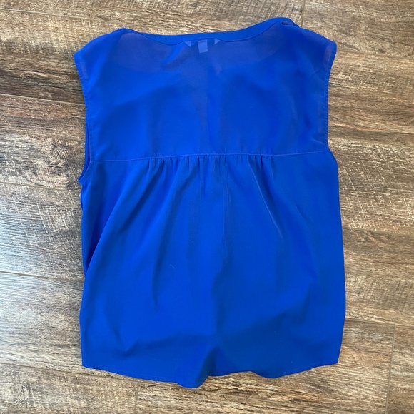 American Eagle Blue Small Tie Front Sleeveless V Neck Tank Top - Picture 4 of 4